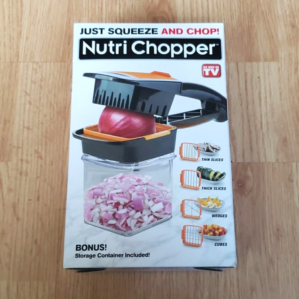 New NUTRI CHOPPER 5-IN-1 HANDHELD KITCHEN SLICER W/STORAGE CONTAINER
